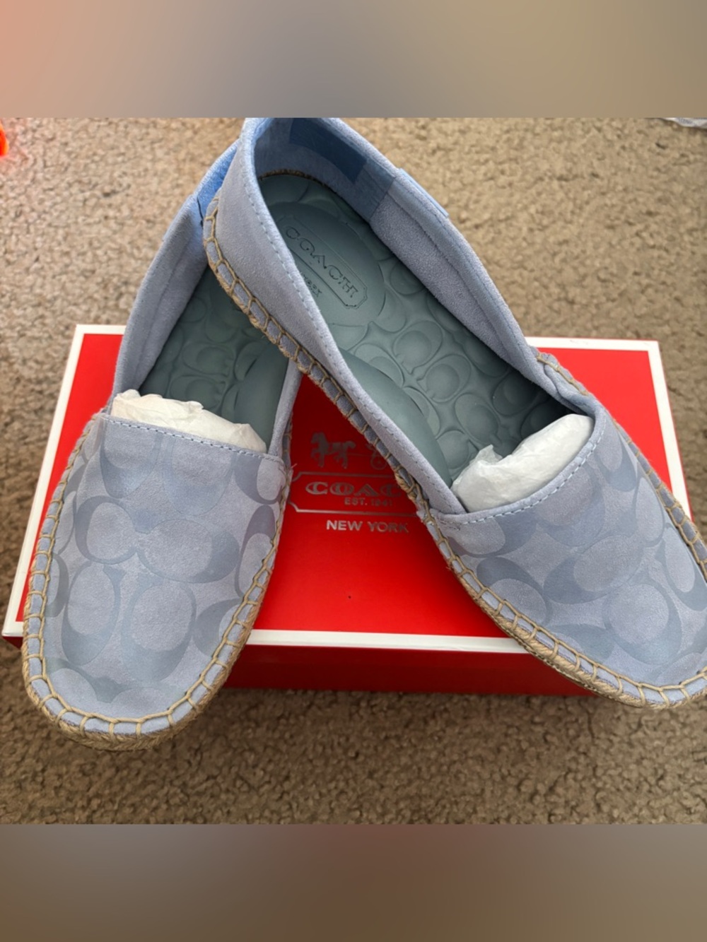 Coach june light Blue Signature Espadrilles NIB
